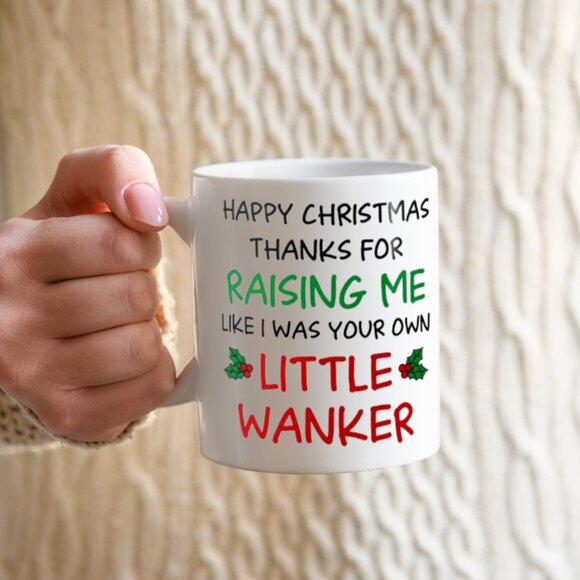 11oz White Mug for Stepdad – Happy Christmas Thanks for Raising Me - Picture 4 of 4